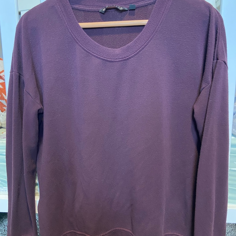 Athleta Coaster Luxe Long Sleeve Lounge Pullover Sweatshirt Thumb Hole Purple M